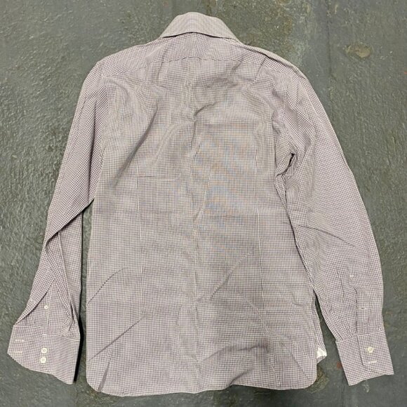 TOM FORD Lavender White Cotton Micro Gingham Button Up Shirt - Picture 4 of 9